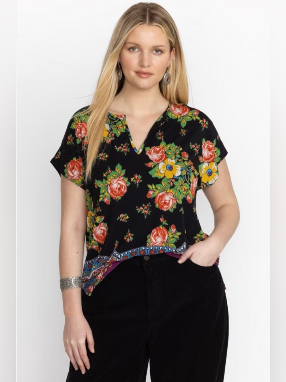 Johnny Was JANIE FAVORITE DOLMAN V‑NECK (P2P 25”)